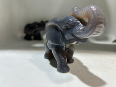 Agate Elephant Figurine with Natural Geode – Hand-Carved Crystal Animal Sculpture