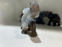 Blue Agate Elephant Figurine – Hand-Carved Crystal Animal Sculpture