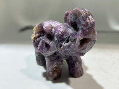 Amethyst Elephant Figurine with Natural Geode Cavity – Hand-Carved Raw Crystal Animal Sculpture