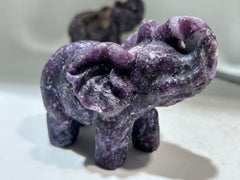 Raw Purple  Elephant Figurine – Hand-Carved Natural Stone Animal Sculpture