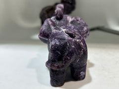 Raw Purple  Elephant Figurine – Hand-Carved Natural Stone Animal Sculpture