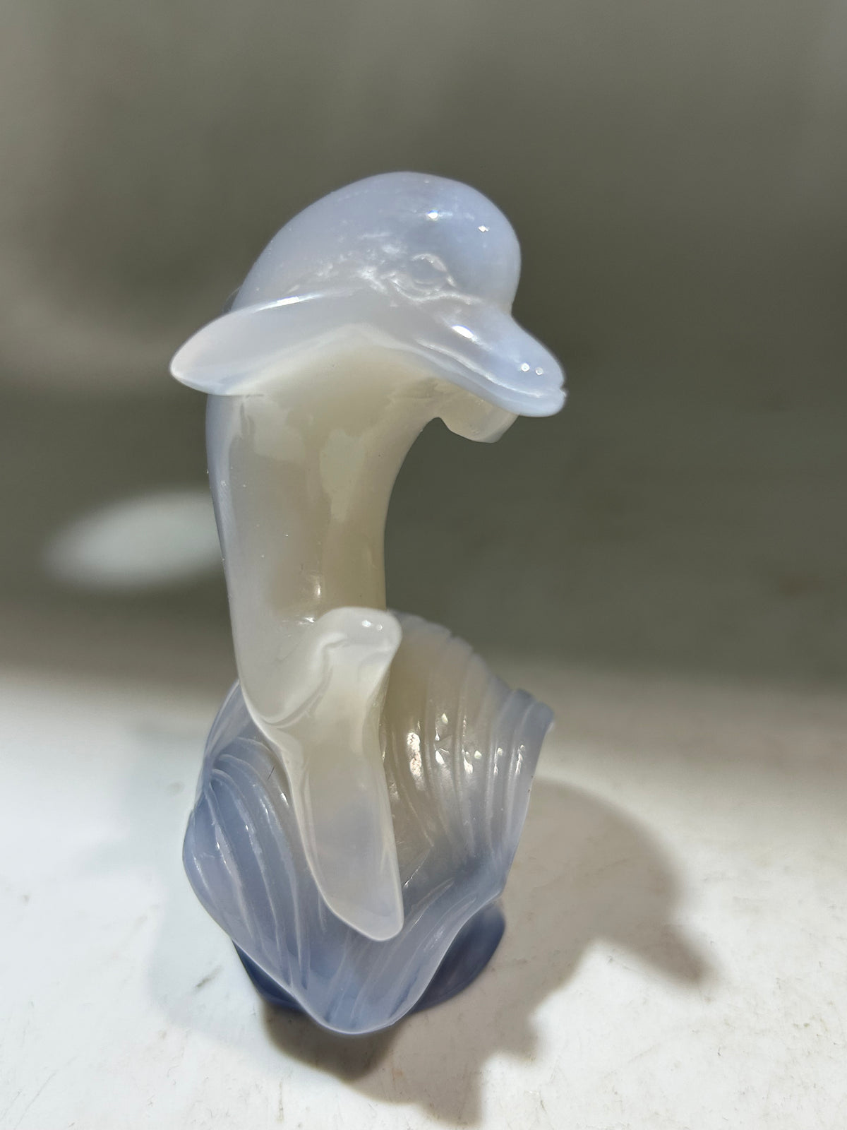 Blue Agate Dolphin Figurine – Unique Crystal Ocean Animal Sculpture