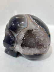 Mystery Mix Constellation Agate Skull – Hand-Carved Blue Crystal Skull for Tarot, Intuition & Cosmic Mystique