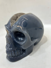 Mystery Mix Constellation Blue Agate Skull – Hand-Carved Crystal for Tarot, Intuition & Cosmic Connection