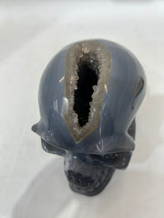 Mystery Mix Constellation Blue Agate Skull – Hand-Carved Crystal for Tarot, Intuition & Cosmic Connection