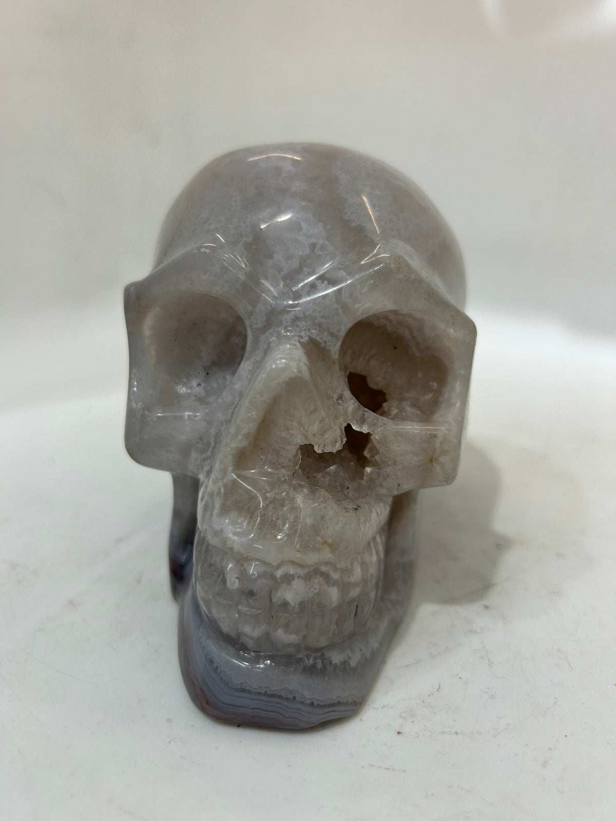 Mystery Mix Constellation Agate Skull – Hand-Carved Cosmic Crystal for Intuition, Tarot & Spiritual Energy
