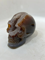 Mystery Mix Constellation Druzy Agate Skull – Hand-Carved Cosmic Crystal for Tarot, Intuition & Spiritual Awakening