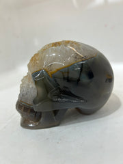 Mystery Mix Constellation Druzy Agate Skull – Cosmic Crystal Skull for Tarot, Intuition & Spiritual Awakening