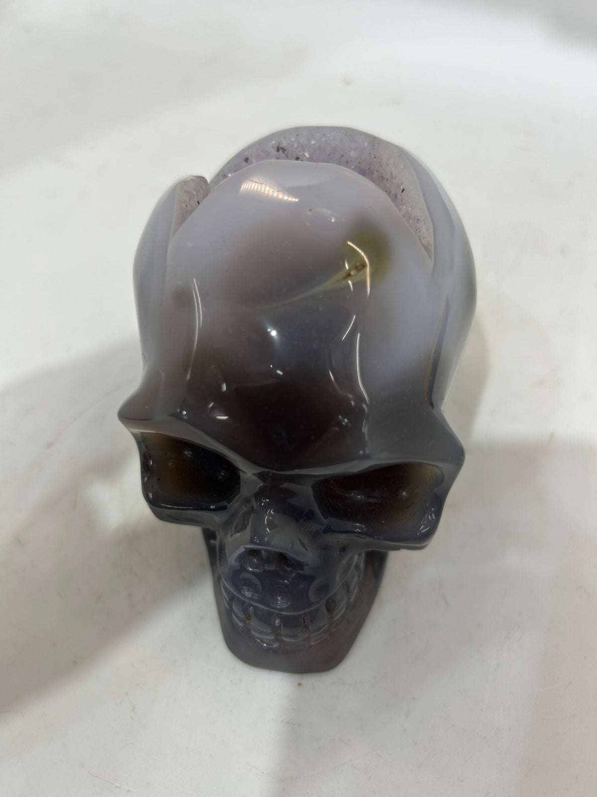 Mystery Mix Constellation Agate Skull – Hand-Carved Cosmic Crystal for Tarot, Intuition & Celestial Energy