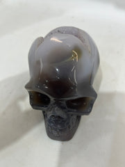 Mystery Mix Constellation Agate Skull – Hand-Carved Cosmic Crystal for Tarot, Intuition & Celestial Energy