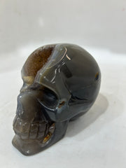Mystery Mix Constellation Agate Skull with Natural Geode – Cosmic Crystal for Tarot & Intuition
