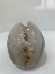 Mystery Mix Constellation Agate Skull with Natural Geode Crown – Hand-Carved Celestial Crystal for Tarot & Intuitive Energy