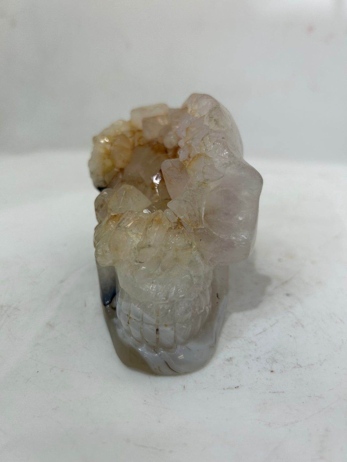 Mystery Mix Constellation Agate Skull with Natural Druzy Crown – Hand-Carved Celestial Crystal for Tarot & Intuitive Energy