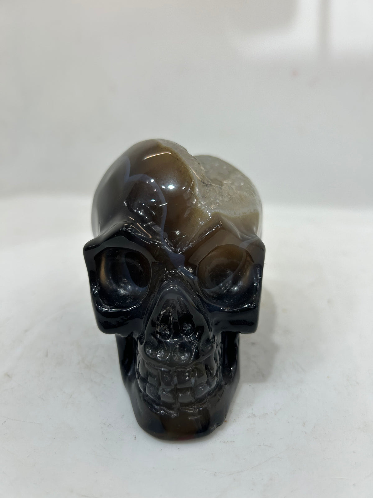 Mystery Mix Constellation Druzy Agate Skull – Hand-Carved Celestial Crystal for Tarot, Intuition & Cosmic Wisdom