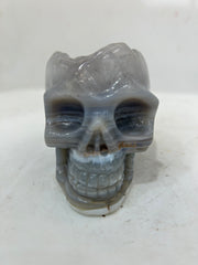 Mystery Mix Constellation Druzy Agate Skull – Hand-Carved Celestial Crystal for Tarot, Intuition & Cosmic Energy