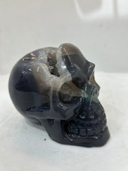 Mystery Mix Constellation Druzy Agate Skull – Celestial Hand-Carved Crystal for Tarot, Intuition & Cosmic Energy