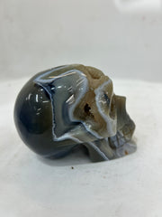 Mystery Mix Constellation Druzy Agate Skull – Hand-Carved Celestial Crystal for Tarot & Spiritual Intuition