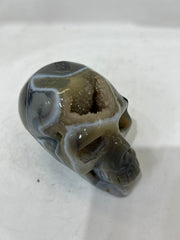 Mystery Mix Constellation Druzy Agate Skull – Hand-Carved Celestial Crystal for Tarot & Spiritual Intuition