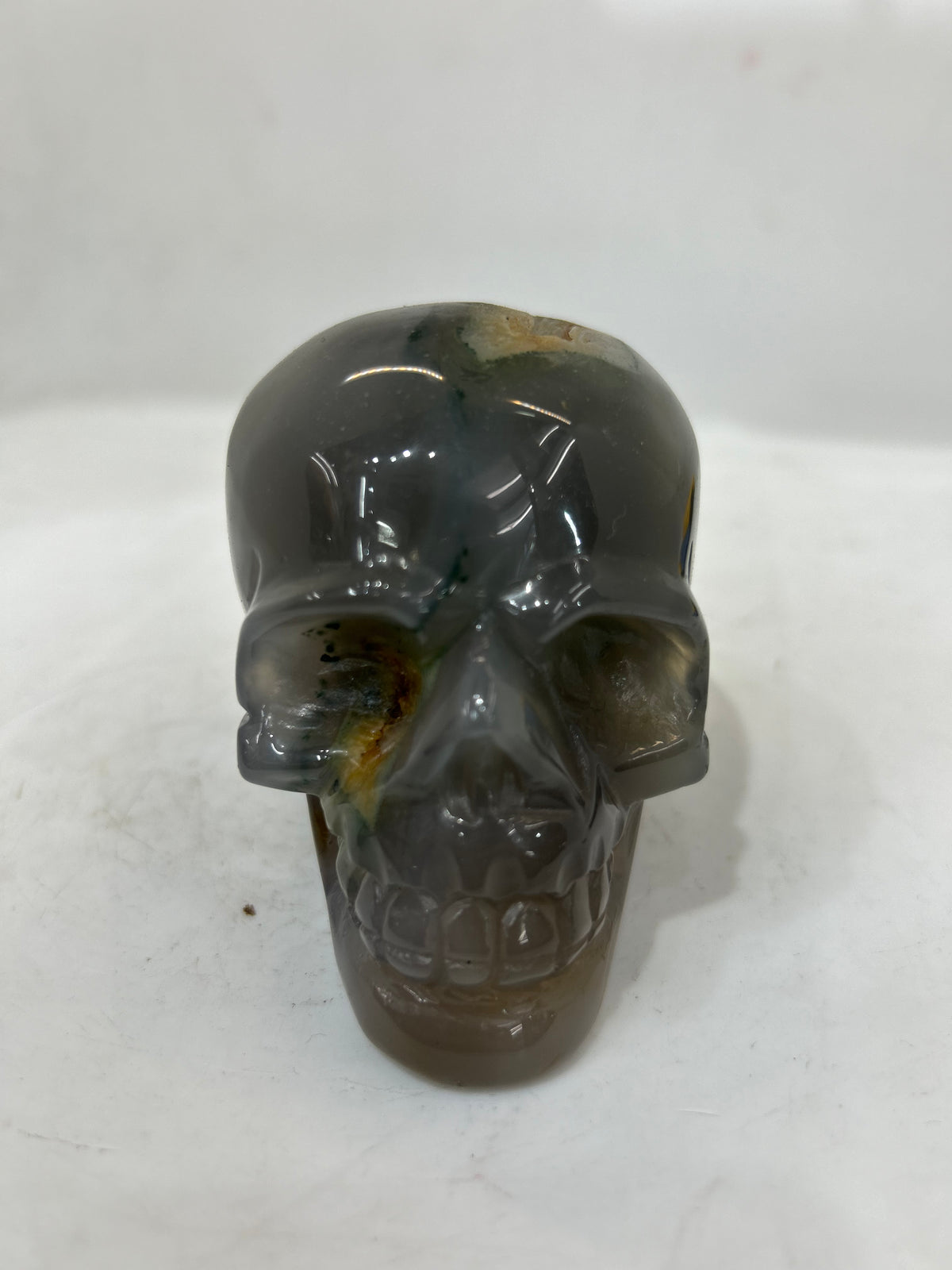 Mystery Mix Constellation Agate Skull – Hand-Carved Celestial Crystal for Tarot & Intuitive Energy