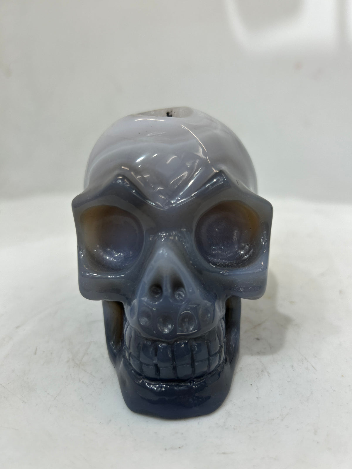 Mystery Mix Constellation Agate Skull with Druzy Portal – Hand-Carved Celestial Crystal for Tarot & Intuition