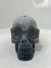 Mystery Mix Constellation Agate Skull with Druzy Portal – Hand-Carved Celestial Crystal for Tarot & Intuition