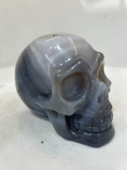 Mystery Mix Constellation Agate Skull with Druzy Portal – Hand-Carved Celestial Crystal for Tarot & Intuition