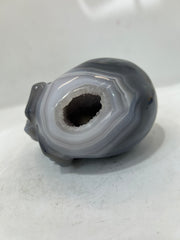 Mystery Mix Constellation Agate Skull with Druzy Portal – Hand-Carved Celestial Crystal for Tarot & Intuition