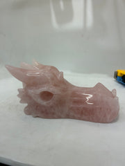 Handcrafted Pink Crystal Dragon Head Sculpture