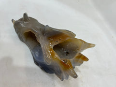 Handcrafted Agate Dragon Head Sculpture Open Crystal Geode