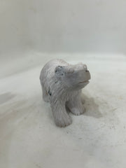 Handcrafted White Agate Bear Figurine - Standing Bear Sculpture