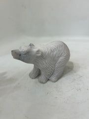 Handcrafted White Agate Bear Figurine - Standing Bear Sculpture