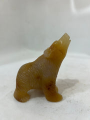 Handcrafted Agate Bear Figurine - Howling Bear Sculpture