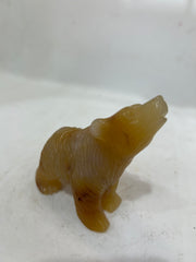 Handcrafted Agate Bear Figurine - Howling Bear Sculpture