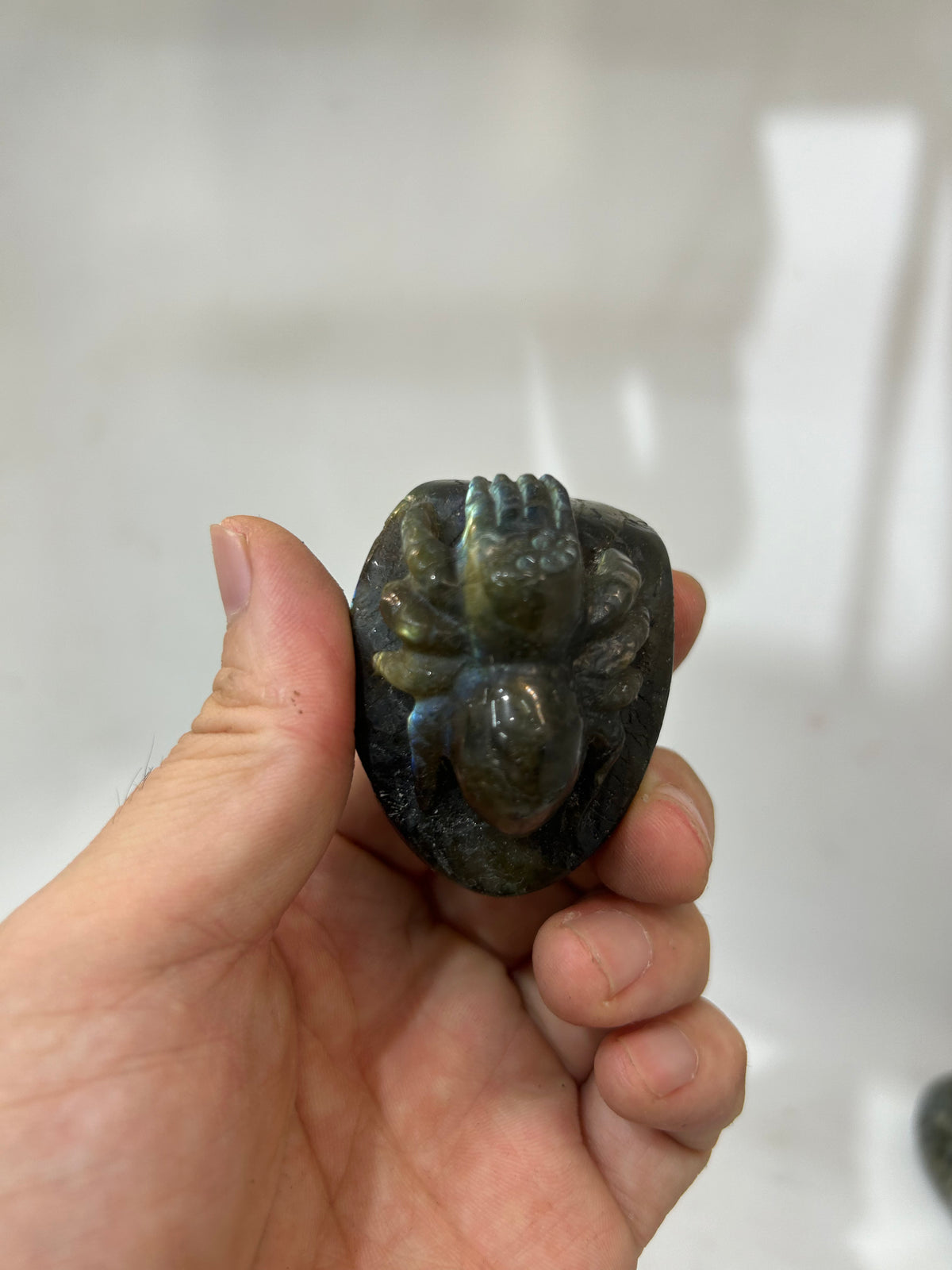 Unique Spectrolite Spider Sculpture