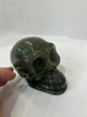 Hand-HandCarved Spectrolite Skull Figurine