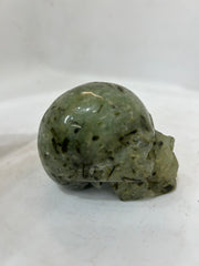 Natural Prehnite Skull Carving - Handcrafted Gemstone Crystal Decor