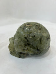 Natural Prehnite Skull Carving - Handcrafted Gemstone Crystal Decor