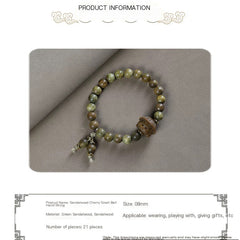 Green Sandalwood Cherry Bead Bracelet – 8mm, 21 Beads, Handcrafted Mala for Meditation &amp; Gifts
