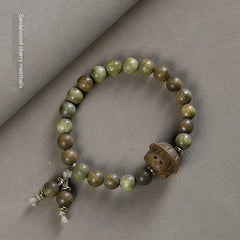 Green Sandalwood Cherry Bead Bracelet – 8mm, 21 Beads, Handcrafted Mala for Meditation &amp; Gifts