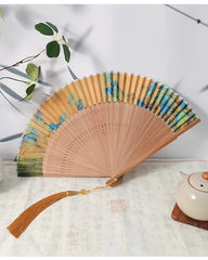 Chinese Style Handheld Folding Fan – Lightweight Bamboo &amp; Silk with Landscape Painting,