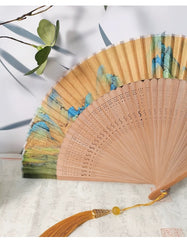 Chinese Style Handheld Folding Fan – Lightweight Bamboo &amp; Silk with Landscape Painting,
