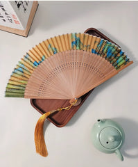 Chinese Style Handheld Folding Fan – Lightweight Bamboo &amp; Silk with Landscape Painting,