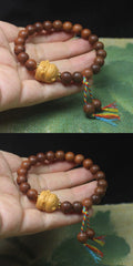 Jinxing Sandalwood Yuanbao Meow Bracelet – Handmade Lucky Cat Bead