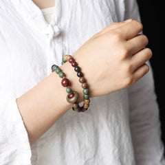 Natural Incense Bead Double Wrap Bracelet – Multi-Color Aromatic Wood Beads