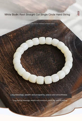 Handcrafted White Bodhi Root Bead Bracelet –