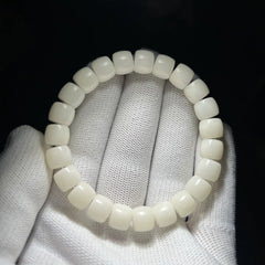 Handcrafted White Bodhi Root Bead Bracelet –