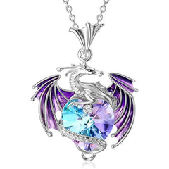 Mystic Dragon Heart Pendant Necklace – Fantasy Crystal Jewelry