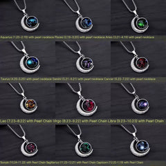 Luminous 12 Constellation Crescent Moon Necklace – Zodiac Glow Pendant