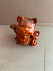 Lucky Wooden Maneki Neko Cat Figurine – Handcrafted Fortune Cat for Prosperity &amp; Good Luck