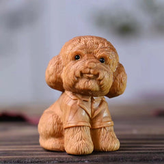 Hand-Carved Wooden Poodle Figurine&nbsp